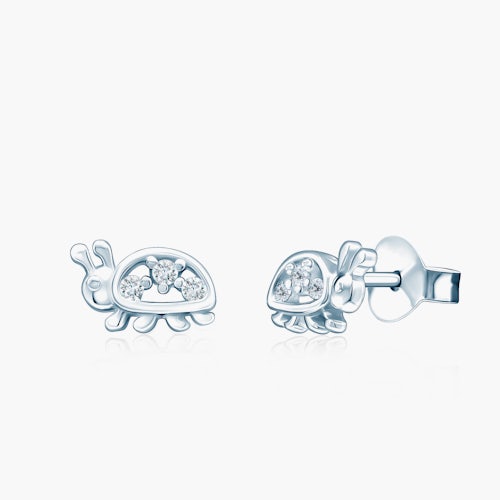 Kolczyki biedronki Savicki: srebrne, cyrkonie